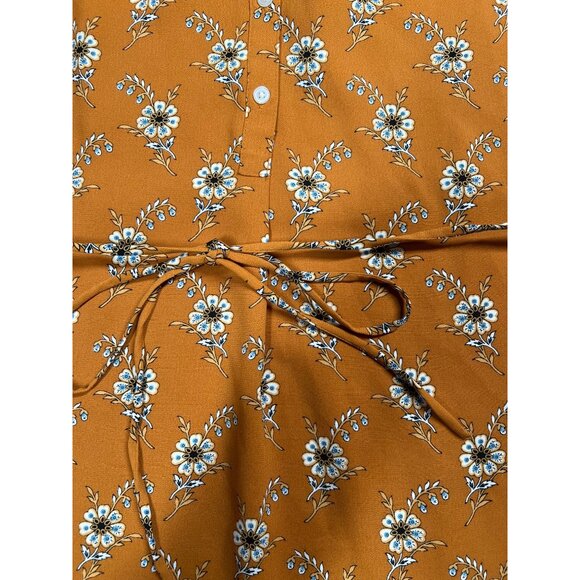 LOFT Women's Floral Print Long Sleeve Mini Dress With tie L fall look - Picture 8 of 8